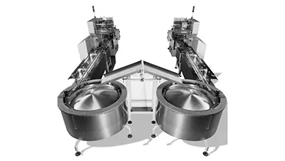 Sistema automático de envasado con alimentador de doble tolva