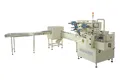 Envasadora horizontal flow pack SF-G sin bandeja con sistema multiservo para galletas en posición vertical